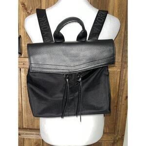 Botkier New York Small Nylon Faux Leather Backpack Flap Snap Adjustable Straps